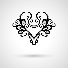 Deco Floral Heart on Gray Background Design element N7