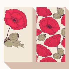 Red poppy flowers business card set N2