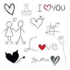 Set of doodle hearts N4