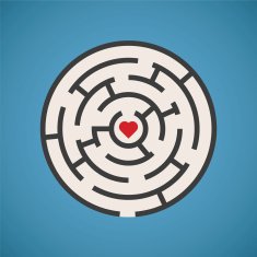 Vector heart shape maze concept