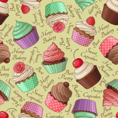Cupcake pattern beige N2