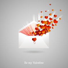 Love letter Open envelope with hearts Congratulations on Valentine's Day N3