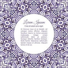 Purple watercolor doodle decorative pattern Circle frame N2