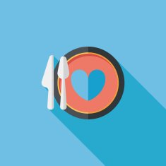 Valentine's Day dinner flat icon with long shadow eps10 N13