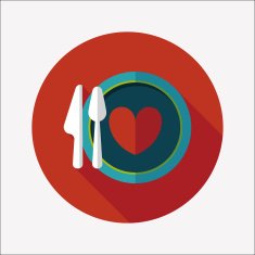 Valentine's Day dinner flat icon with long shadow eps10 N15