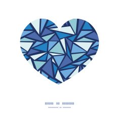 Vector abstract ice chrystals heart silhouette pattern frame