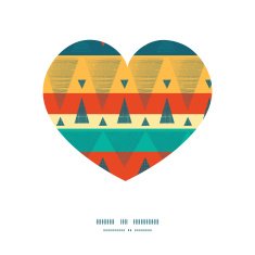 Vector vibrant ikat stripes heart silhouette pattern frame