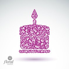 Vector burning wax candle flower-patterned illustration N5