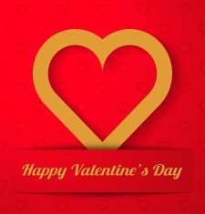 Gold Heart applique on red background