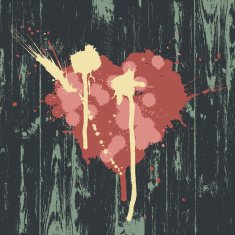 Heart symbol on wooden wall Vector EPS10