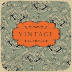 Floral ornamented retro card with space for text