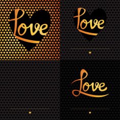 Set of 4 Posters Romantic greeting card with typography element
