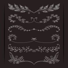 Set of elegant calligraphic foliate borders