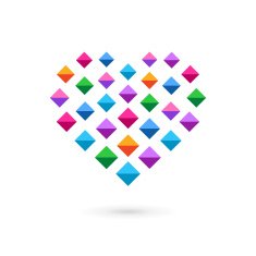 Heart mosaic crystal emblem icon N2