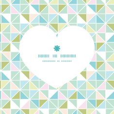 Vector colorful pastel triangle texture heart silhouette pattern frame