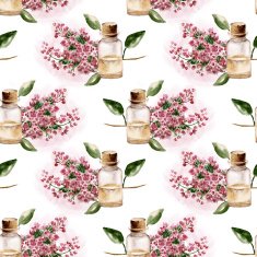 Seamless pattern with the branch of flowers perfume bottle N8