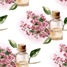 Seamless pattern with the branch of flowers perfume bottle N9