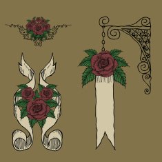 Ribbon & Rose Doodles N2
