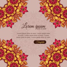 Invitation template vintage flowers lace ornament