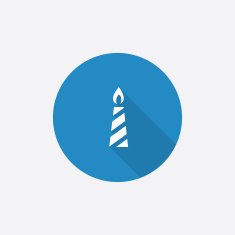 candle Flat Blue Simple Icon with long shadow