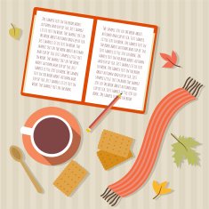 Book and tea flat illustration N2