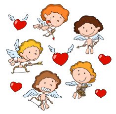 Group of cute cupids with harp bow and arrows N2