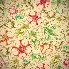 Vintage style seamless background with flowers and leaves