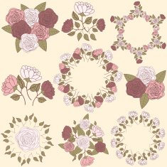 Retro floral wreath and flower bouquet collection part 2