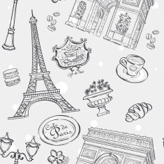 Seamless texture with the image of Eiffel Tower France N2