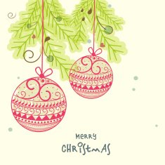 Floral decorated balls for Merry Christmas celebrations