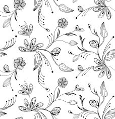 seamless floral pattern balck and white N2