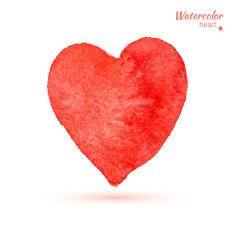 Watercolor painted red heart N11