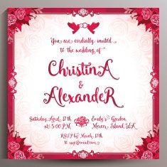 Vintage Wedding Invitation Floral square card 14 5 cm N7