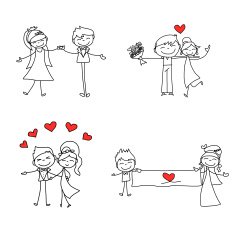 hand drawing cartoon character lovers wedding N2