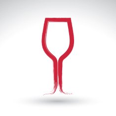 Hand drawn simple empty wineglass brush drawing tulip goblet