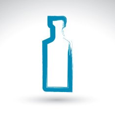 Hand drawn simple empty bottle of tequila brush drawing