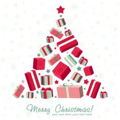 Shape Christmas tree made of gift boxes
