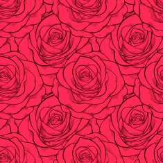 beautiful seamless pattern in roses with contours N2