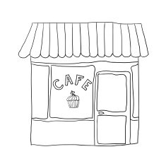 vector illustrated cute street cafe N2