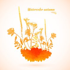 Colorful hand drawn design from watercolor stains