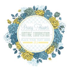 Peony Flower Vintage Composition N5