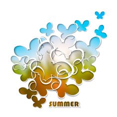 Vector paper template with cut-out butterflies N2
