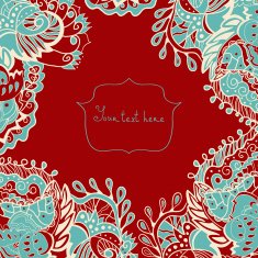 Invitation card with lace and floral ornaments N2