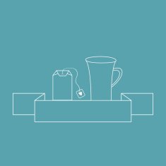 Contour teabag and teacup Tea set in flat design style