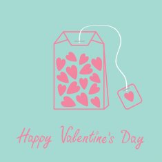 Teabag with hearts Love card Blue and pink