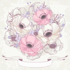 Anemone floral background invitation card