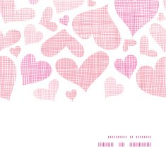 Pink textile hearts horizontal frame seamless pattern background N2