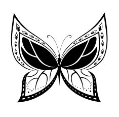 Ornamented abstract silhouette butterfly N11