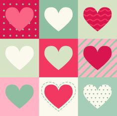 Seamless pattern with hearts on squares N2