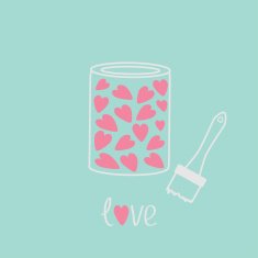 Love paint with hearts inside Card Pink and blue